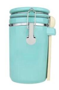 DESCRIPTION: (1) AIRTIGHT KITCHEN CANISTER BRAND/MODEL: CERAMIC INFORMATION: TURQUOISE RETAIL$: $28.86 EA QTY: 1