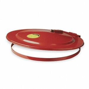 DESCRIPTION: (1) STEEL DRUM COVER BRAND/MODEL: GRAINGER #6AX40 INFORMATION: RED RETAIL$: $237.04 EA SIZE: 22 3/4 OUTSIDE DIA QTY: 1