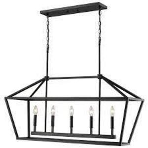 DESCRIPTION: (1) WIDE TAPER CANDLE CHANDELIER BRAND/MODEL: MILLENNIUM LIGHTING #3245-MB INFORMATION: MATTE BLACK RETAIL$: $400.81 EA SIZE: 5 LIGHTS 40