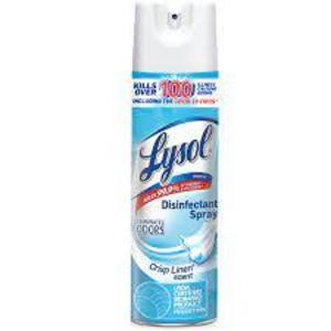 DESCRIPTION: (6) CANS OF DISINFECTANT BRAND/MODEL: LYSOL INFORMATION: CLEAN AND CRISP RETAIL$: $5.00 EA SIZE: 12.5 OZ QTY: 6