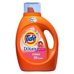 DESCRIPTION: (1) BOTTLE OF LAUNDRY DETERGENT BRAND/MODEL: TIDE WITH DOWNY INFORMATION: APRIL FRESH RETAIL$: $12.97 EA SIZE: 92 FL OZ QTY: 1