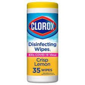 DESCRIPTION: (4) DISINFECTING WIPES BRAND/MODEL: CLOROX INFORMATION: CRISP LEMON SIZE: 35 WIPES QTY: 4