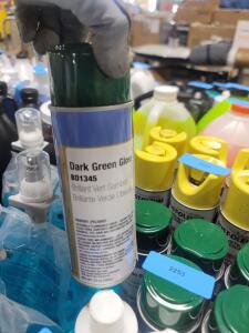 DESCRIPTION: (6) GLOSS SPRAY PAINT BRAND/MODEL: CLASS 3 SOLUTIONS BD1345 INFORMATION: DARK GREEN RETAIL$: $8.48 EA SIZE: 12 OZ QTY: 6