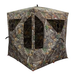 DESCRIPTION: (1) GROUND LEVEL HUNTING BLIND BRAND/MODEL: FORSA THE DEN INFORMATION: CAMO RETAIL$: $100.00 EA SIZE: 58X58 QTY: 1