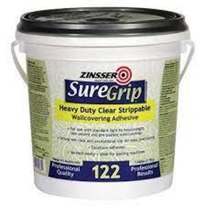 DESCRIPTION: (1) SURE GRIP HEAVY DUTY CLEAR STRIPPABLE WALLCOVERING ADHESIVE BRAND/MODEL: ZINSSER RETAIL$: $40.00 EA QTY: 1