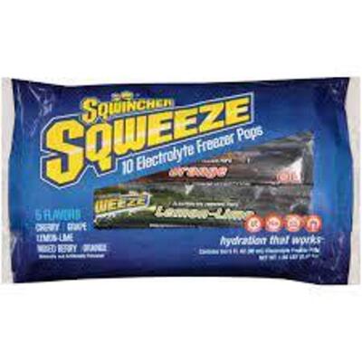 DESCRIPTION: (5) PACKS OF (10) FREEZER POPS BRAND/MODEL: SQWINCHER #1UFK7 INFORMATION: 5 FLAVORS RETAIL$: $5.00 EA QTY: 5