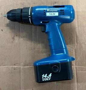 DESCRIPTION: 14.4V 3/8" CORDLESS DRILL BRAND/MODEL: COMPANION INFORMATION: COULDN�T TEST - BATTERY DEAD QTY: 1