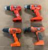 DESCRIPTION: 9.6V (2) 12V AND 24V CORDLESS DRILLS BRAND/MODEL: BLACK+DECKER INFORMATION: COULDN'T TEST QTY: 4