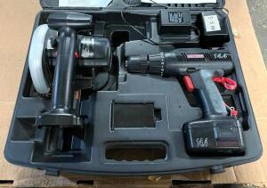 DESCRIPTION: 14.4V 3/8" CORDLESS DRILL WITH 14.4V TRIM SAW BRAND/MODEL: CRAFTSMAN INFORMATION: TESTED AND WORKING QTY: 1