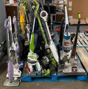 DESCRIPTION: PALLET OF ASSORTED VACUUMS AS SHOWN INFORMATION: NOT IN WORKING CONDITION QTY: 1