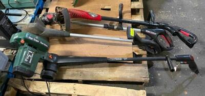 DESCRIPTION: (3) ASSORTED CORDLESS STRING TRIMMERS AND EDGER QTY: 4