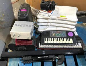 DESCRIPTION: ASSORTED ELECTRONICS AS SHOWN INFORMATION: SOUND BAR, WII BOARDS, SPEAKER, MIC STAND, STEREO, ETC.) QTY: 1