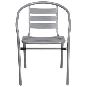 DESCRIPTION: (4) METAL STACKING CHAIRS BRAND/MODEL: FLASH FURNITURE INFORMATION: SILVER RETAIL$: $35.00 EA SIZE: 24"L 21.5"W 28.5"H QTY: 4