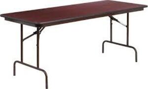 DESCRIPTION: (1) TRAINING TABLE BRAND/MODEL: FLASH FURNITURE #420H18 INFORMATION: MAHOGANY RETAIL$: 171.35 SIZE: 18"W 72"D 30"H QTY: 1