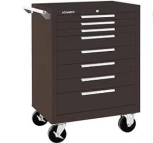 DESCRIPTION: (1) 8 DRAWER TOOL STORAGE ROLLER CABINET BRAND/MODEL: KENNEDY INFORMATION: TAN BROWN RETAIL$: 1183.26 SIZE: 39"H 27"W QTY: 1