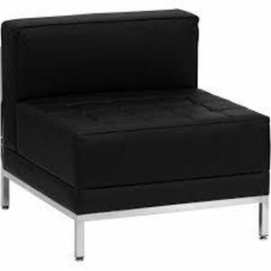 DESCRIPTION: (1) MIDDLE SEAT SOFA BRAND/MODEL: FLASH FURNITURE INFORMATION: BLACK RETAIL$: 559.2 SIZE: 28"W 28.75"D 27.25"H QTY: 1