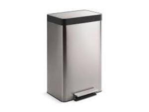 DESCRIPTION: (1) RECTANGLE TRASH CAN BRAND/MODEL: KOHLER #20940-ST INFORMATION: STAINLESS STEEL RETAIL$: 130 SIZE: 13 GALLON QTY: 1