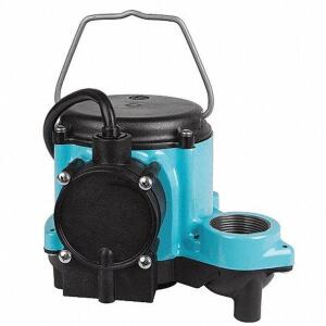 DESCRIPTION: (1) SUBMERSIBLE SUMP PUMP BRAND/MODEL: LITTLE GIANT #3P639 INFORMATION: BLUE NO SWITCH INCLUDED RETAIL$: 205.25 SIZE: 1/3 HP 115V AC QTY: