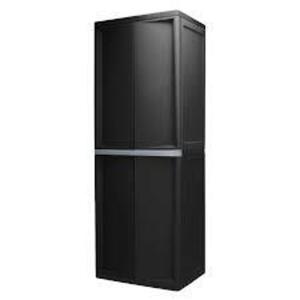 DESCRIPTION: (1) 4-SHELF GARAGE CABINET BRAND/MODEL: HYPER TOUGH INFORMATION: BLACK RETAIL$: 110 SIZE: 18.5"D 69.38"H QTY: 1