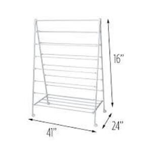 DESCRIPTION: (1) A-FRAME DRYING RACK BRAND/MODEL: HONEY CAN DO #DRY-08551 INFORMATION: WHITE RETAIL$: 59.99 SIZE: 41"L 24"D 16"H QTY: 1