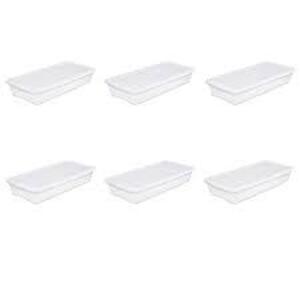 DESCRIPTION: (6) STORAGE BOX BRAND/MODEL: STERILITE #1860 INFORMATION: CLEAR RETAIL$: $8.92 EA SIZE: 41 QT QTY: 6