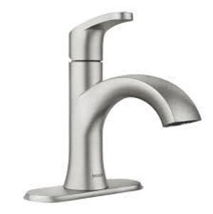 DESCRIPTION: (1) KARIS SINGLE HANDLE BATHROOM FAUCET BRAND/MODEL: MOEN KARIS 84346SRN RETAIL$: 70 SIZE: SINGLE QTY: 1