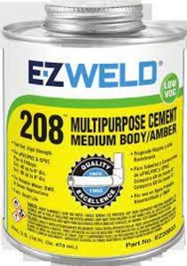 DESCRIPTION: (4) AMBER SOLVENT CEMENT BRAND/MODEL: EZ WELD 208 #5E533 RETAIL$: $8.40 EA SIZE: 16 OZ QTY: 4