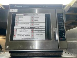 DESCRIPTION: AMANA COMMERCIAL MICROWAVE BRAND / MODEL: MENU MASTER LOCATION: KITCHEN QTY: 1