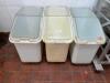 DESCRIPTION: (3) 20 GALLON ROLL ABOUT PLASTIC INGREDIENTS BINS BRAND / MODEL: RUBBERMAID LOCATION: KITCHEN THIS LOT IS: SOLD BY THE PIECE QTY: 3