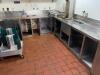 DESCRIPTION: 10' X 7' L SHAPED STAINLESS BEVERAGE STATION COUNTER. ADDITIONAL INFORMATION W/ SINK LOCATION: KITCHEN QTY: 1