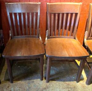 DESCRIPTION: (12) BAR BACK WOODEN CHAIRS LOCATION: BAR THIS LOT IS: SOLD BY THE PIECE QTY: 12