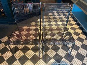 DESCRIPTION: (4) WROUGHT IRON PATIO STACK CHAIRS LOCATION: BAR THIS LOT IS: SOLD BY THE PIECE QTY: 4