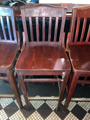 DESCRIPTION: (6) 30" BAR BACK WOODEN BAR STOOLS LOCATION: BAR THIS LOT IS: SOLD BY THE PIECE QTY: 6