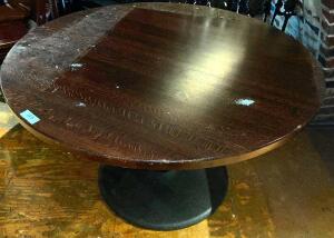 DESCRIPTION: 48" ROUND WOODEN TABLE SIZE 48" LOCATION: UPSTAIRS QTY: 1