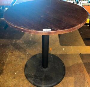 DESCRIPTION: 36" ROUND WOODEN PUB TABLE SIZE 36" LOCATION: UPSTAIRS QTY: 1