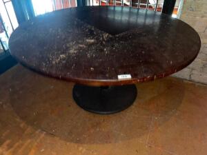 DESCRIPTION: 60" ROUND WOODEN TABLE SIZE 60" LOCATION: UPSTAIRS QTY: 1