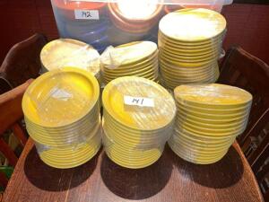 DESCRIPTION: (100) 6.5" YELLOW CERAMIC PLATES. SIZE 6.5" LOCATION: BAR THIS LOT IS: SOLD BY THE PIECE QTY: 100