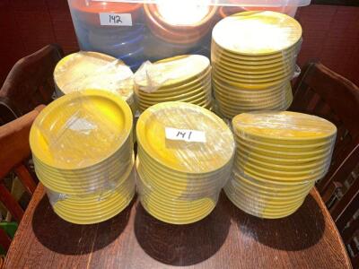 DESCRIPTION: (100) 6.5" YELLOW CERAMIC PLATES. SIZE 6.5" LOCATION: BAR THIS LOT IS: SOLD BY THE PIECE QTY: 100