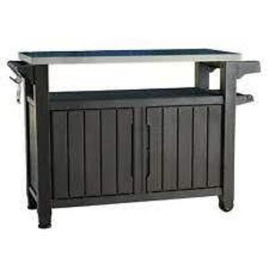 (1) OUTDOOR TABLE & STORAGE CABINET