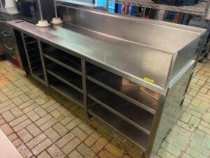 8' X 2' STAINLESS COUNTER W/ TALL BACK SPLASH