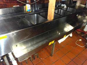 8' UNDER COUNTER FOUR WELL STAINLESS BAR SINK