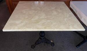 36" X 36" COMPOSITE TABLE TOP W/ CAST IRON CLAW FOOT BASE