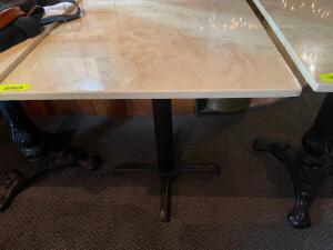 30" X24" COMPOSITE TABLE TOP W/ CAST IRON CLAW FOOT BASE