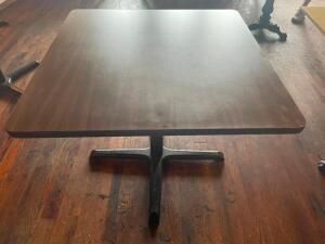 36" X 36" LAMINATE WOOD TABLE W/ BASE