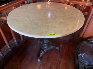 36" ROUND COMPOSITE TOP TABLE W/ CAST IRON CLAW FOOT BASE
