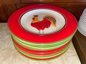 (8) 10" CERAMIC ROOSTER PLATES