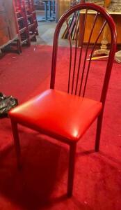 (16) METAL FRAMED DINING CHAIRS-RED