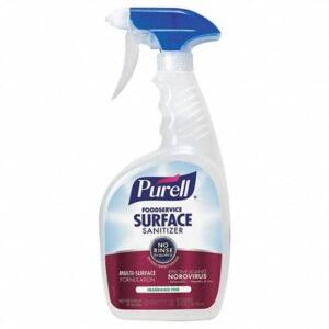 DESCRIPTION (2) FOODSERVICE SURFACE SANITIZER BRAND/MODEL PURELL #49Z650 ADDITIONAL INFORMATION RETAILS FOR $10.00 EA SIZE 32 OZ THIS LOT IS SOLD BY T