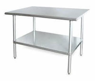 DESCRIPTION: (1) FIXED HEIGHT WORK TABLE BRAND/MODEL: GRAINGER #2KRE8 INFORMATION: WHITE, STAINLESS STEEL RETAIL$: 490.47 EA SIZE: 600 LB LIMIT QTY: 1