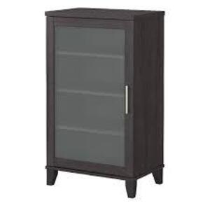 DESCRIPTION: (1) MEDIA ACCENT CABINET BRAND/MODEL: BUSH FURNITURE #AD81540 INFORMATION: MAHOGANY RETAIL$: 279 EA QTY: 1